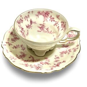 1940’s Edelstein Bavaria Bone China Teacup Saucer Gold Trim US Zone Rare #15242